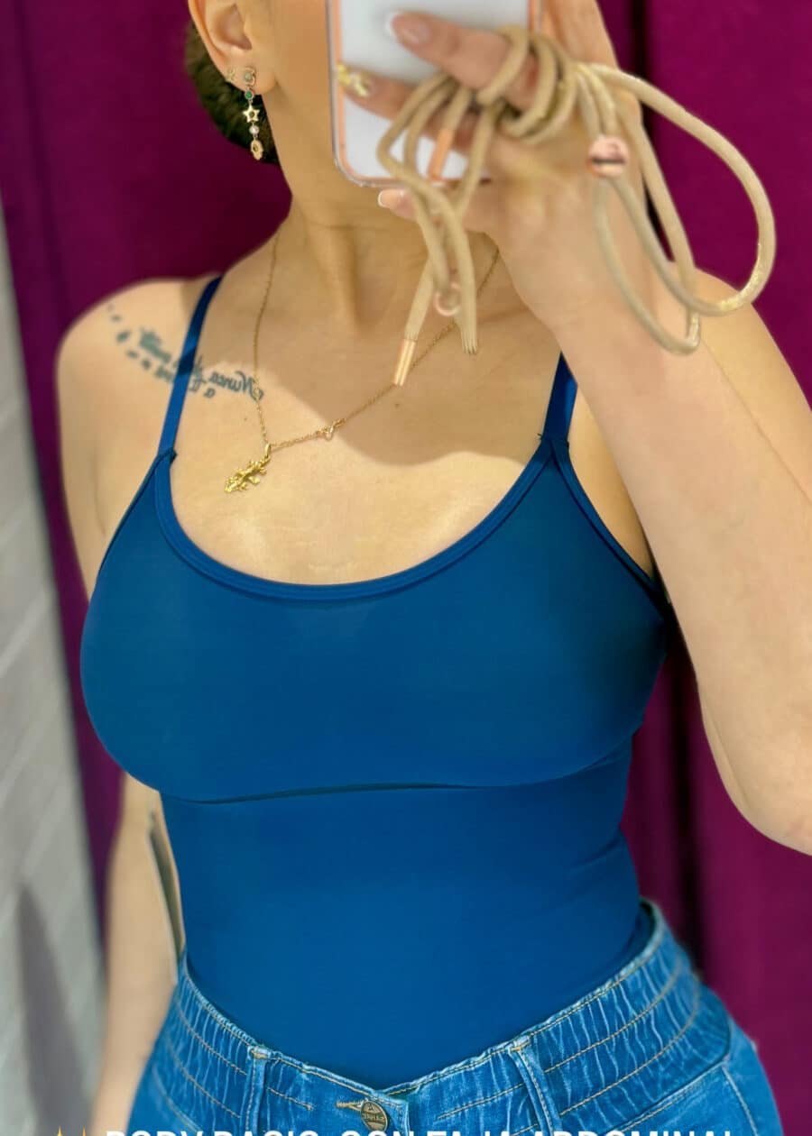 BODY CON FAJA BASIC VINO - Azul, S