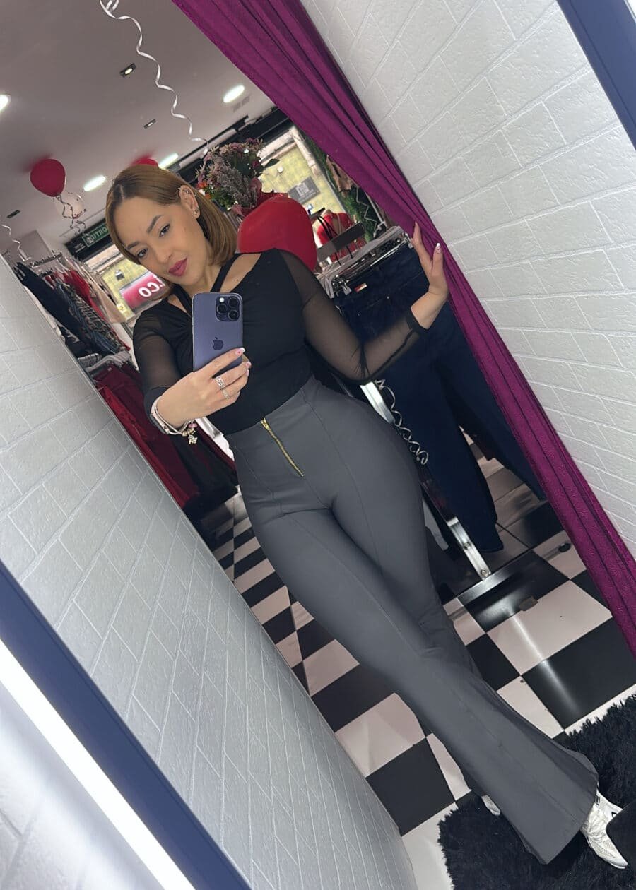 LEGGING CON FAJA CREMALLERA CAMPANA - GRIS, 2XL