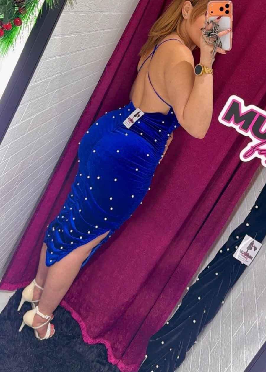 VESTIDO PERLAS - Azul, L