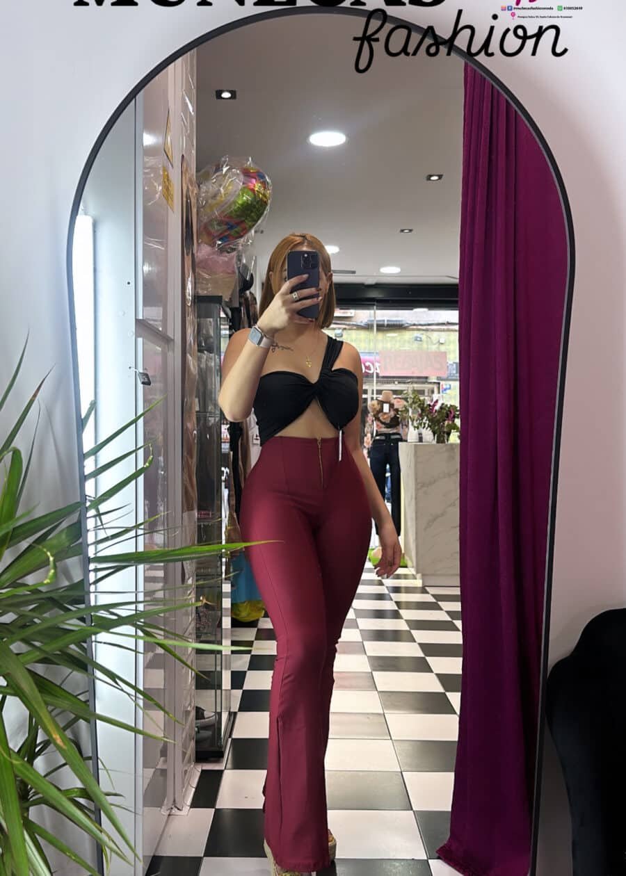 LEGGING CON FAJA CREMALLERA CAMPANA - VINO TINTO, 2XL