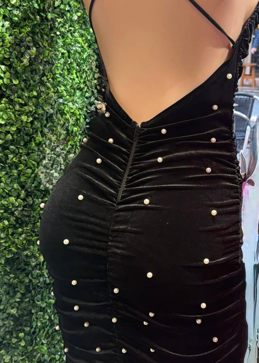 VESTIDO PERLAS - Negro, L