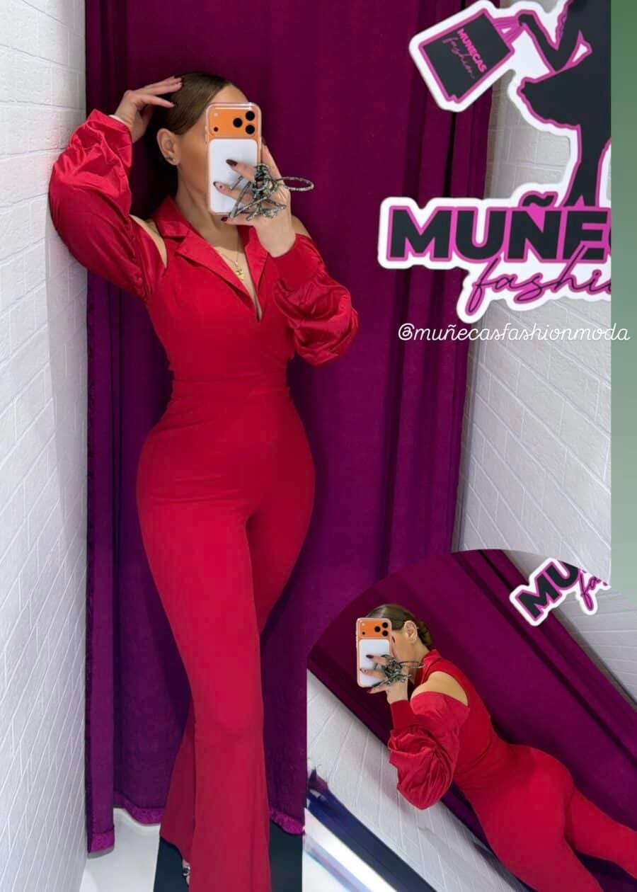 ET MANGAS SATINADAS - Rojo, L