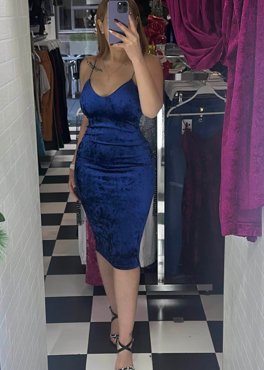 VESTIDO VELVET - S, Azul