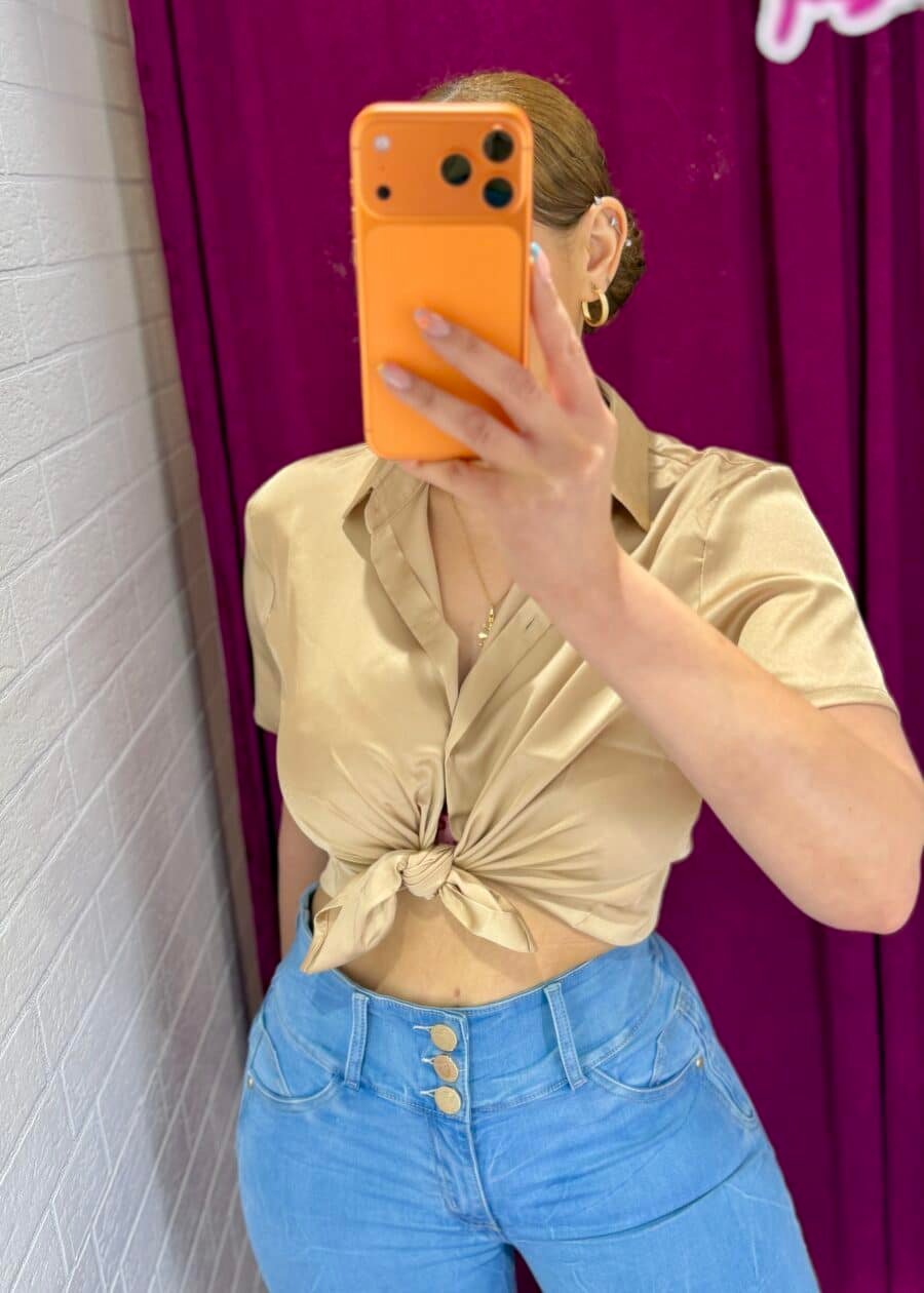 CAMISA SATINADA - Amarillo, M