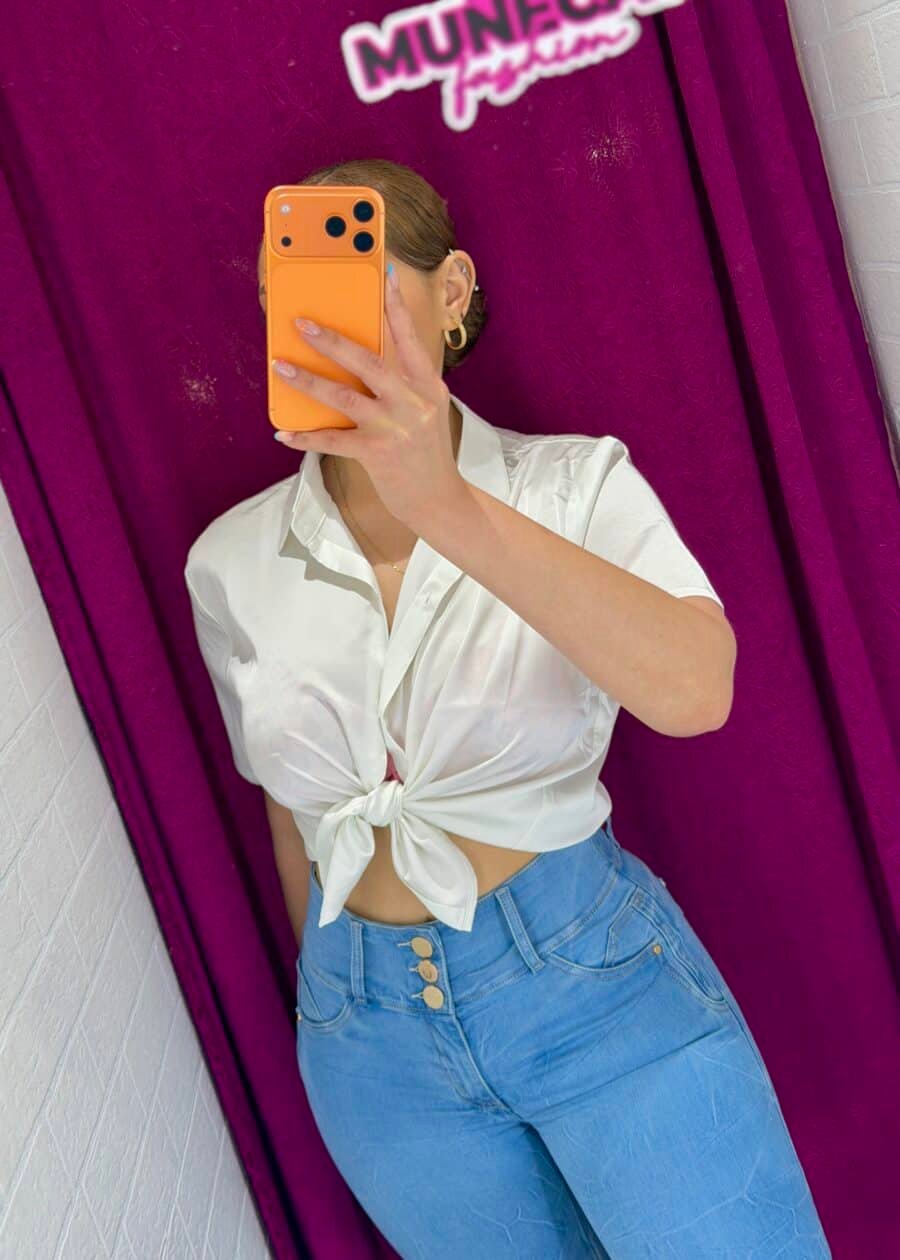 CAMISA SATINADA - Blanco, L