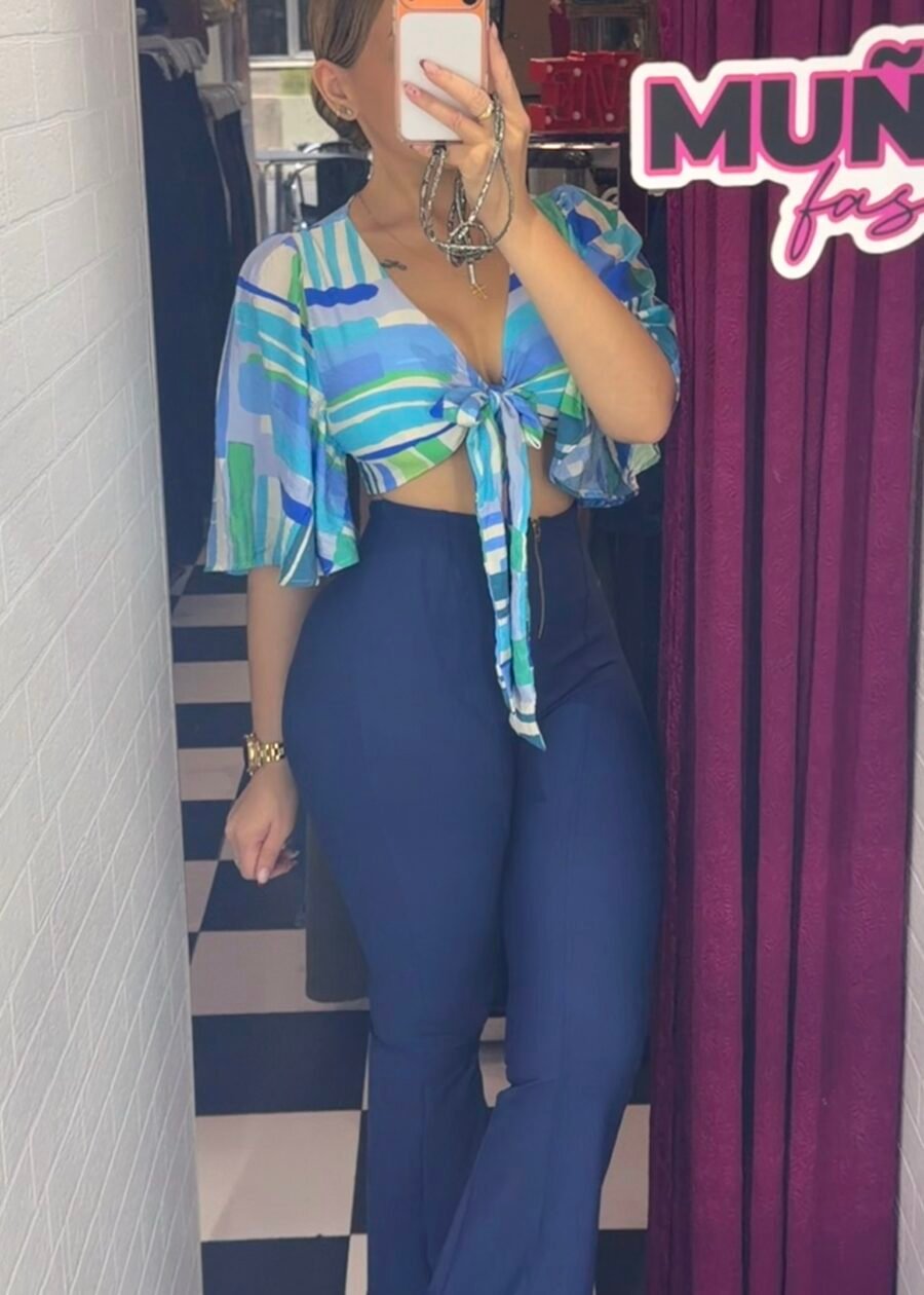 LEGGING CON FAJA CREMALLERA CAMPANA - Azul, XL